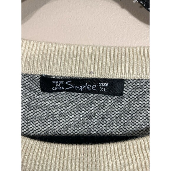 Simplee Womens Cow Print Crew Neck Sweater XL Beige Long Sleeve Soft Farm Animal - Picture 4 of 6